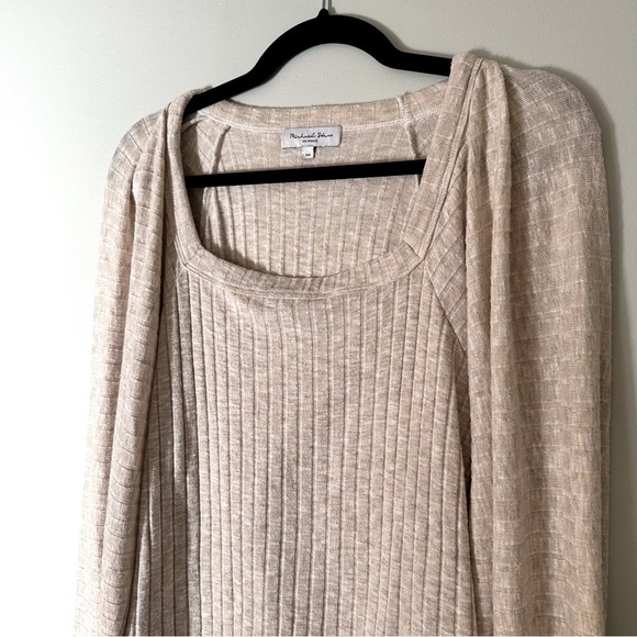 Michael Stars Polly Square Neck Knit Top Oatmeal/Cream Size XS - Picture 3 of 11